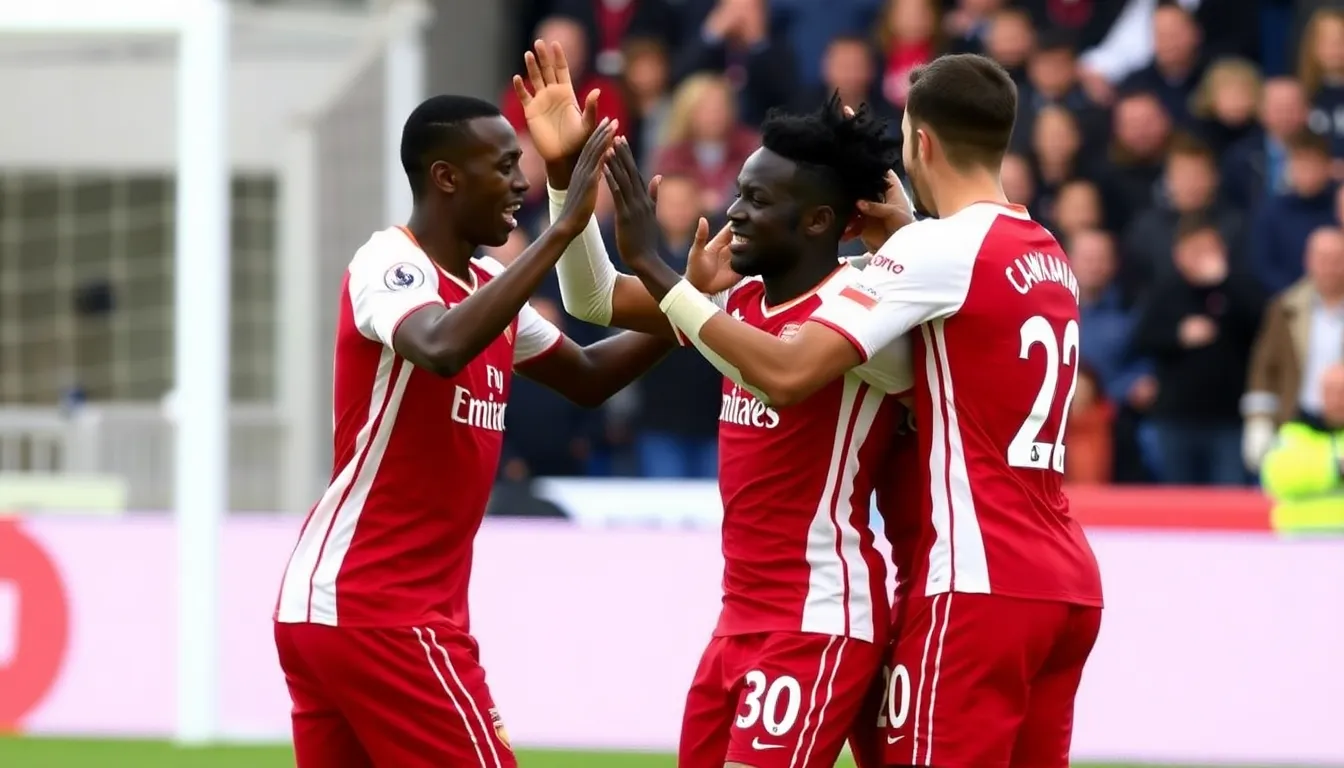 Fans cheer passionately from the stands at the Amex Stadium, creating an electric atmosphere as Brighton and Arsenal battle for vital points in the Premier League