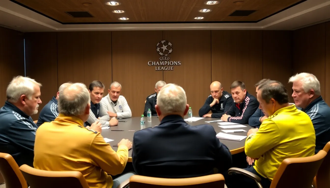 A thrilling moment unfolds on the pitch as players from different clubs clash in an intense Champions League encounter, highlighting the tournament's excitement