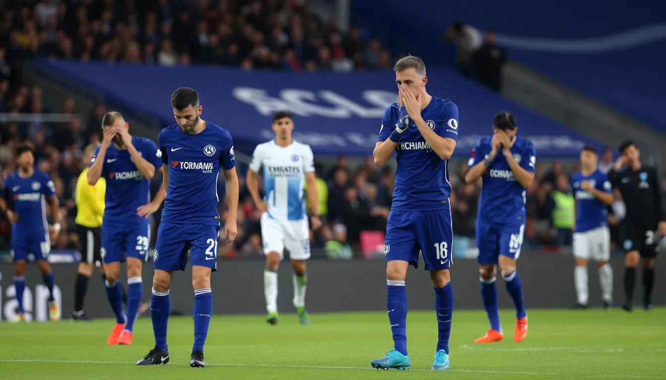 The Chelsea coaching staff deep in discussion, reflecting on tactical decisions made during the match after the defeat
