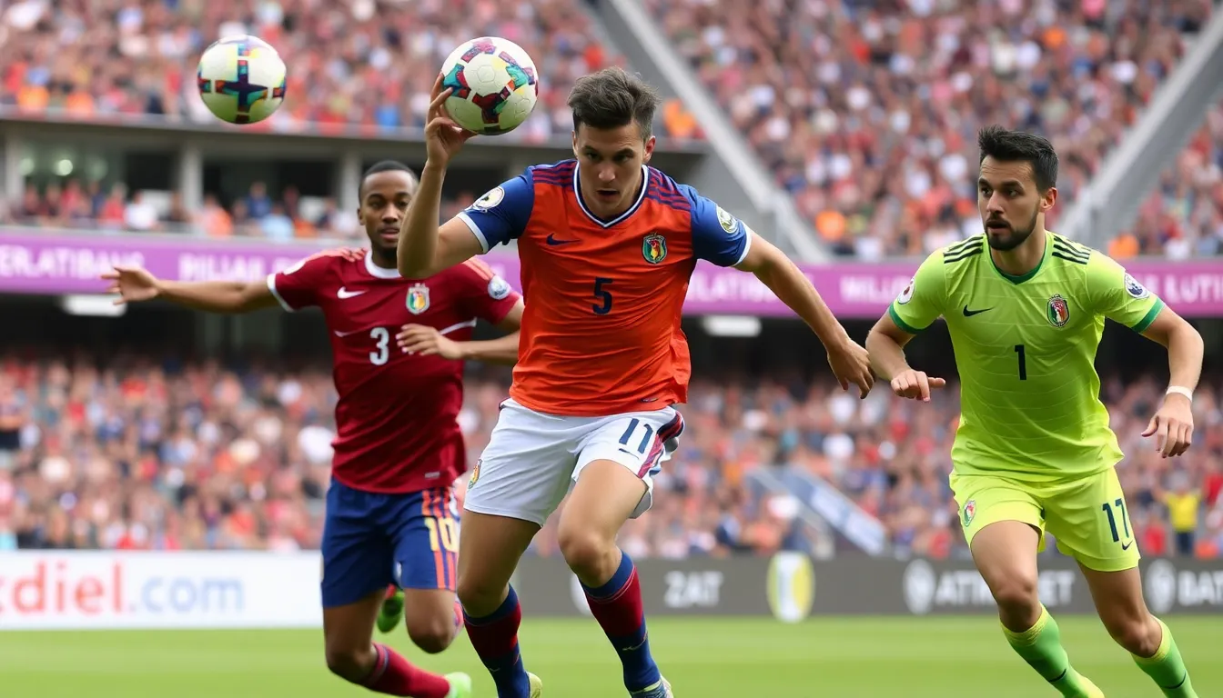 A tense moment during a crucial match, with fans anxiously watching as their team fights for a World Cup spot