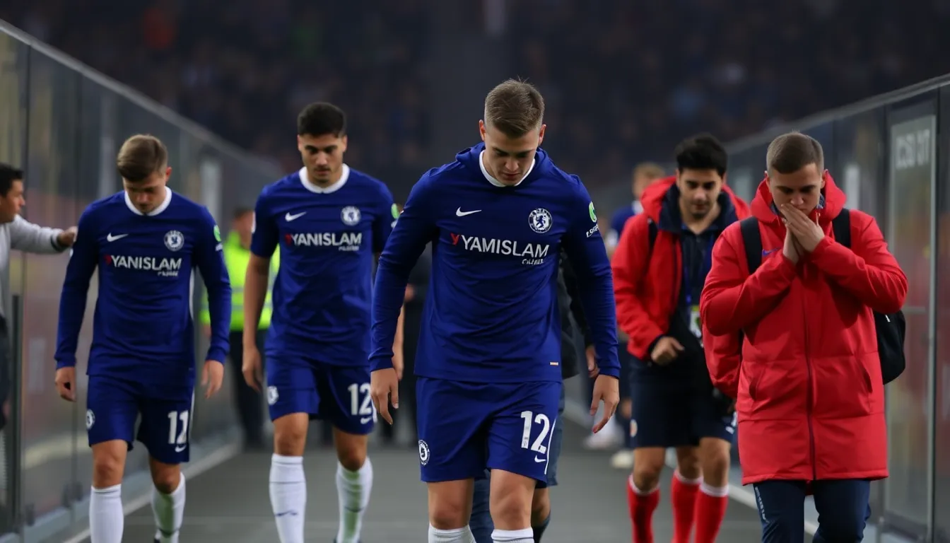 Young Chelsea squad members visibly struggling to maintain composure in highpressure moments throughout the UEFA Champions League clash