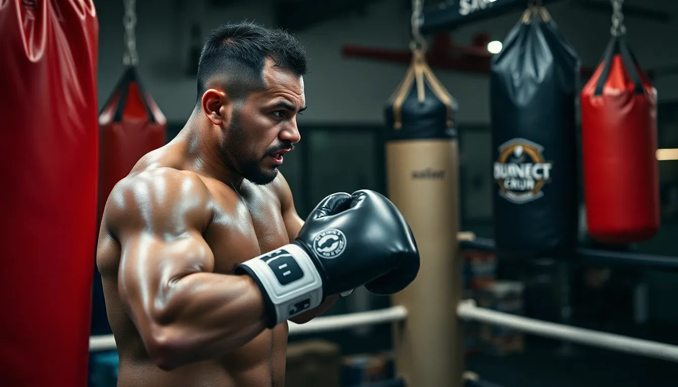 A closeup of Itauma celebrating after securing another victory, highlighting his powerful knockout ability and growing reputation in the heavyweight division