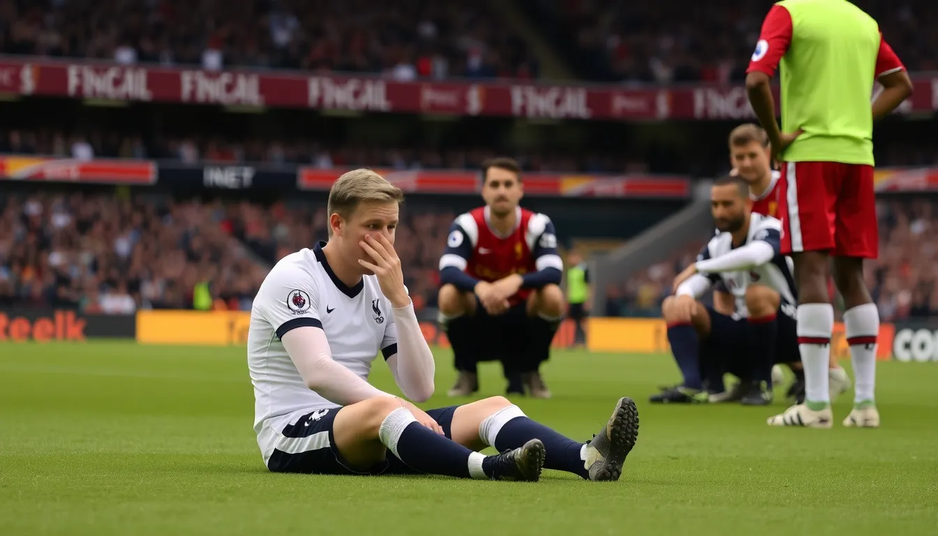 Fans in the stands express their worry and disappointment as Kane is carried off the field
