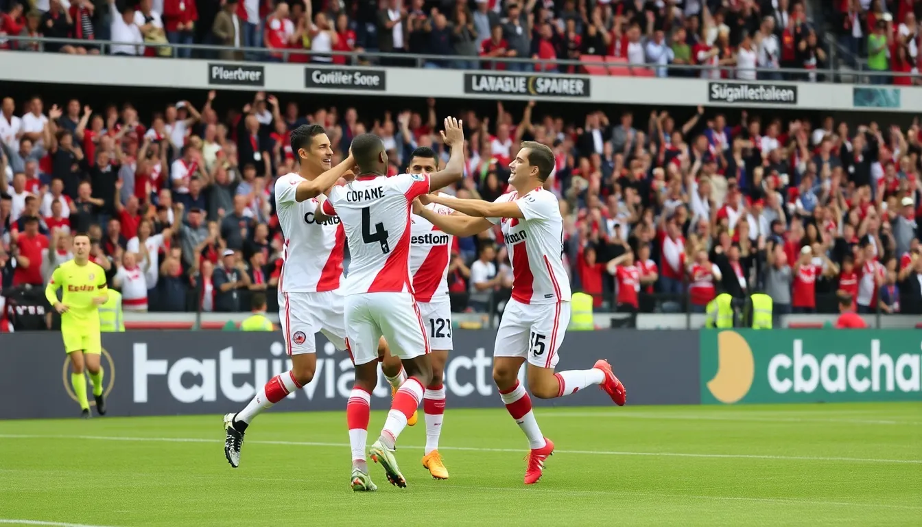 The bustling atmosphere outside the stadium reflects the excitement and anticipation surrounding Leverkusen's recent success