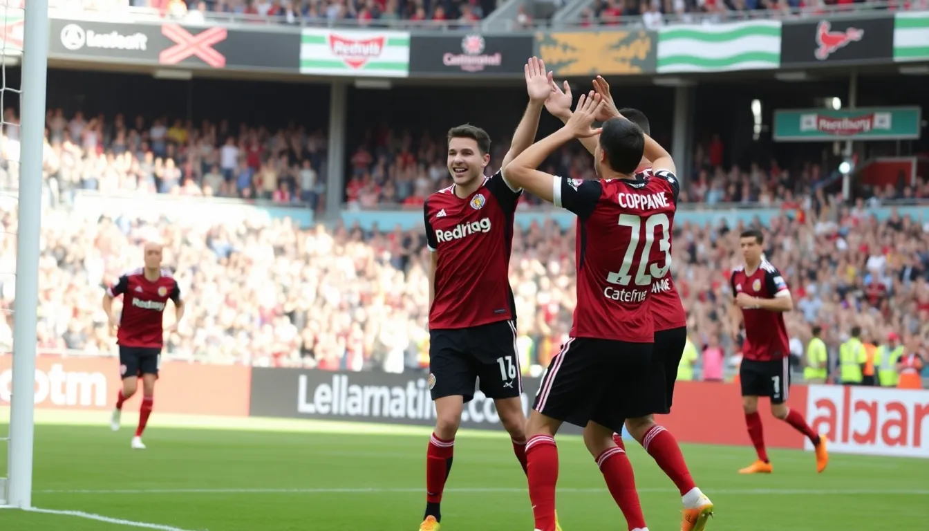 Leverkusen players display their tactical discipline and teamwork during the match against Hamburg
