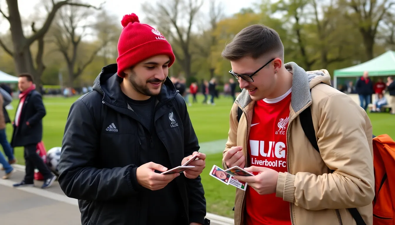 A closeup of a fan passionately discussing memorable moments from Liverpool FC's storied past during a trivia game night at a local pub