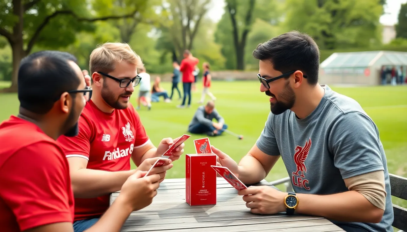 An array of colorful Top Trumps cards featuring legendary Liverpool FC players, inviting fans to test their knowledge and compete with friends