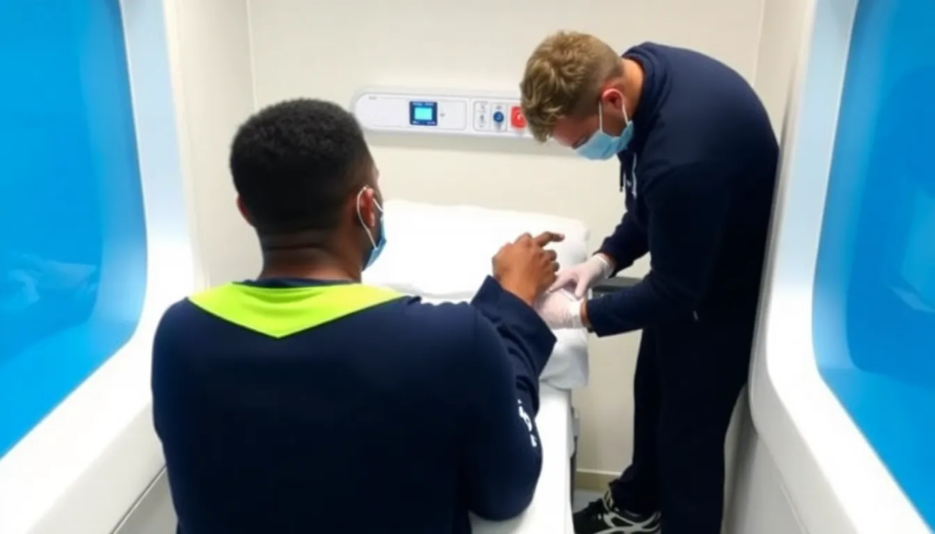 The Paris SaintGermain team huddles together during a training session, visibly concerned about Mbappe's knee sprain