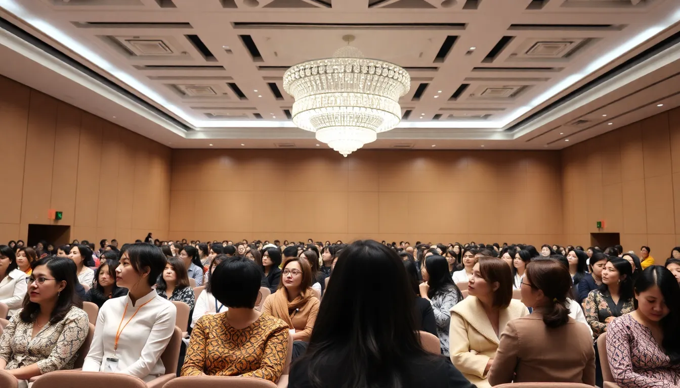 Female leaders participating in a panel discussion at the Africa Women in Leadership Conference, addressing gender equality and empowerment
