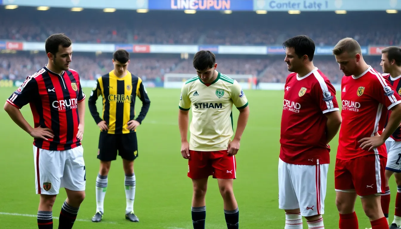 A bustling transfer market scene, where club representatives are actively negotiating deals to strengthen their squads ahead of the January window