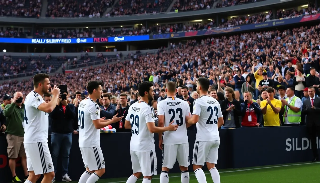 The iconic stadium illuminated with excitement, reflecting the growing popularity of soccer in America during the recent match