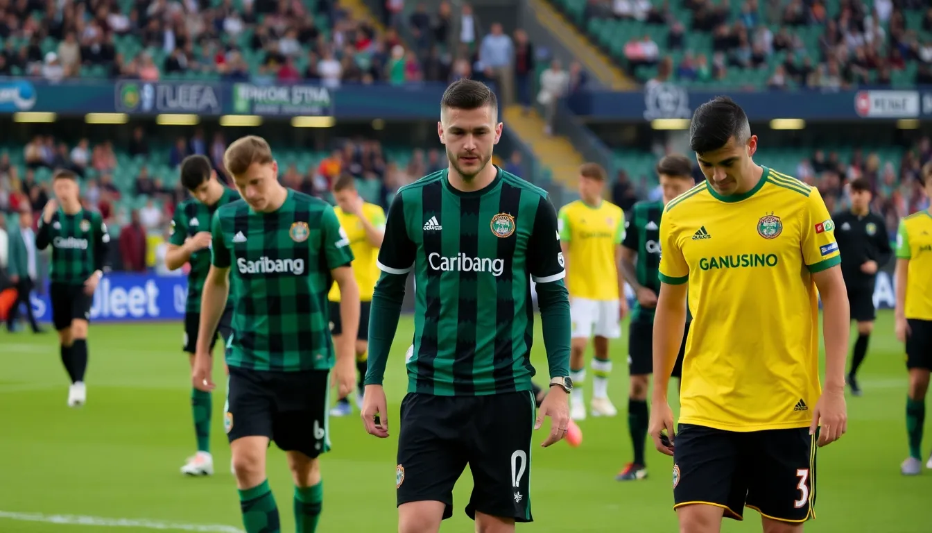 A tense moment during the match as Sporting Lisbon's key player takes a shot on goal, showcasing their strong offensive strategy