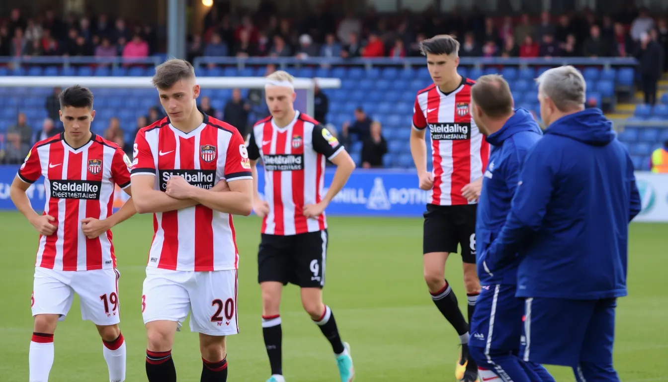Manager Le Bris engages with the team during a postmatch discussion, emphasizing the importance of learning and growth following the loss to Brighton