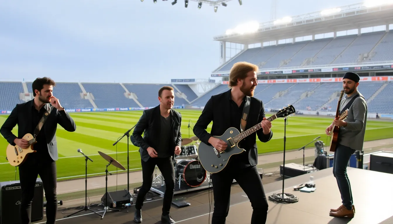The Killers taking the stage, ready to deliver an electrifying live show that merges music and football excitement