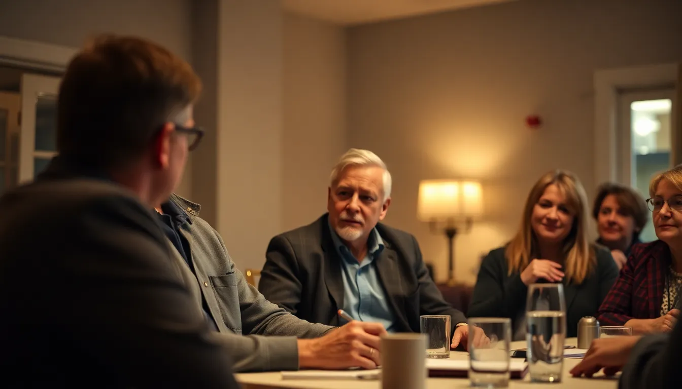 A family gathered around a loved one affected by dementia, illustrating the emotional and social implications of caregiving in their daily lives