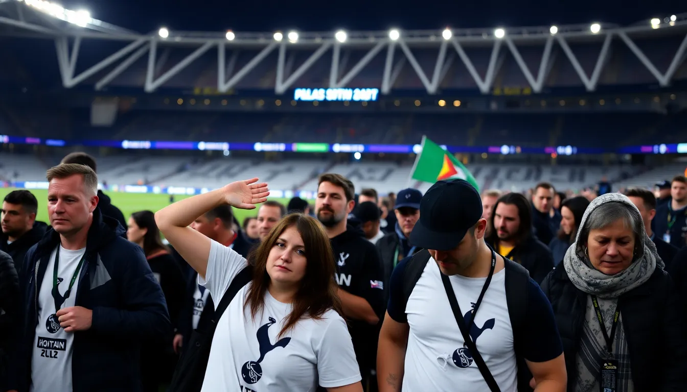 Fans express their disappointment in the stands as Tottenham struggles to maintain their early lead