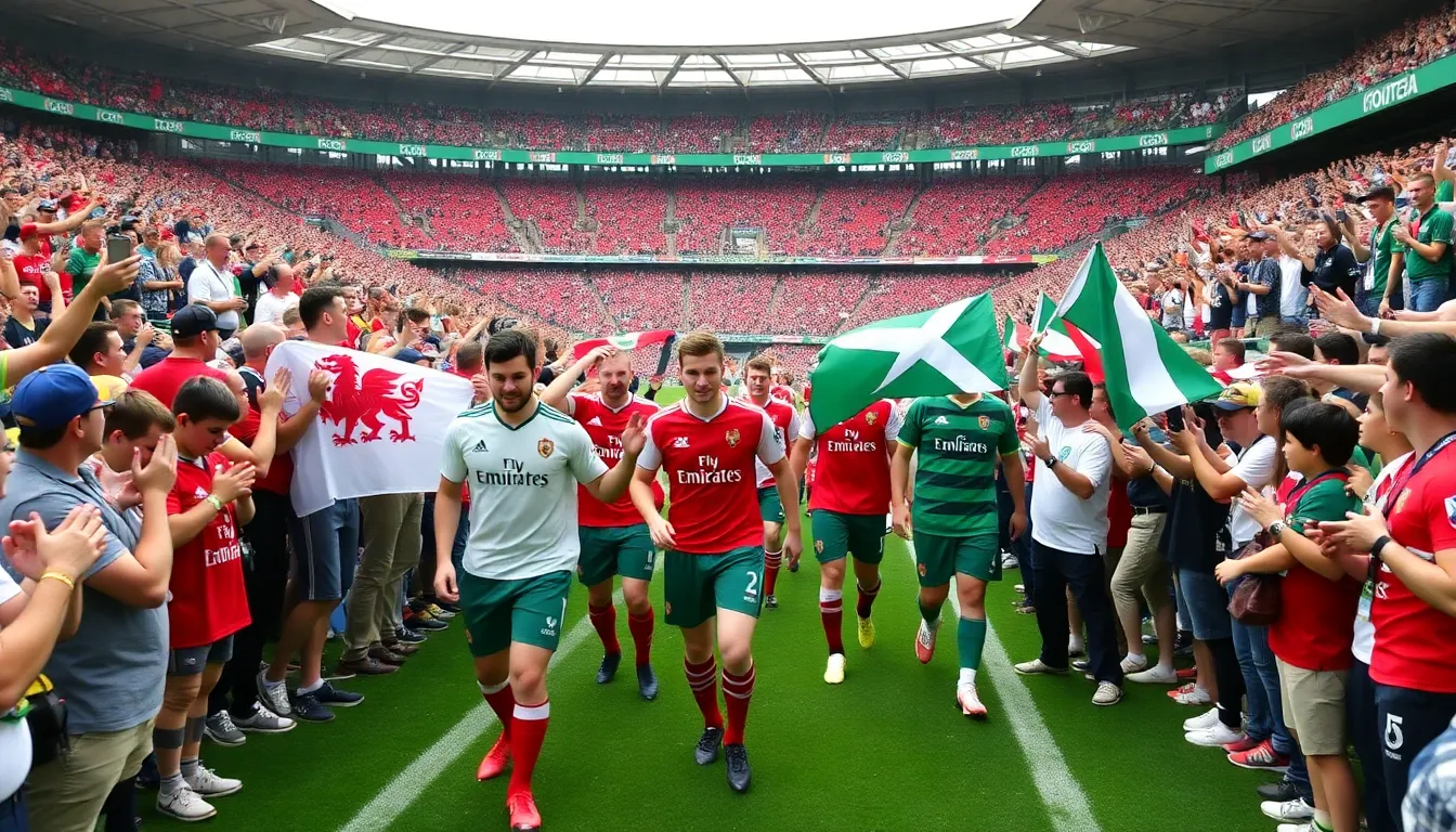 Players from Wales and Northern Ireland warm up on the pitch, reflecting the pressure to perform despite the match's perceived lack of stakes