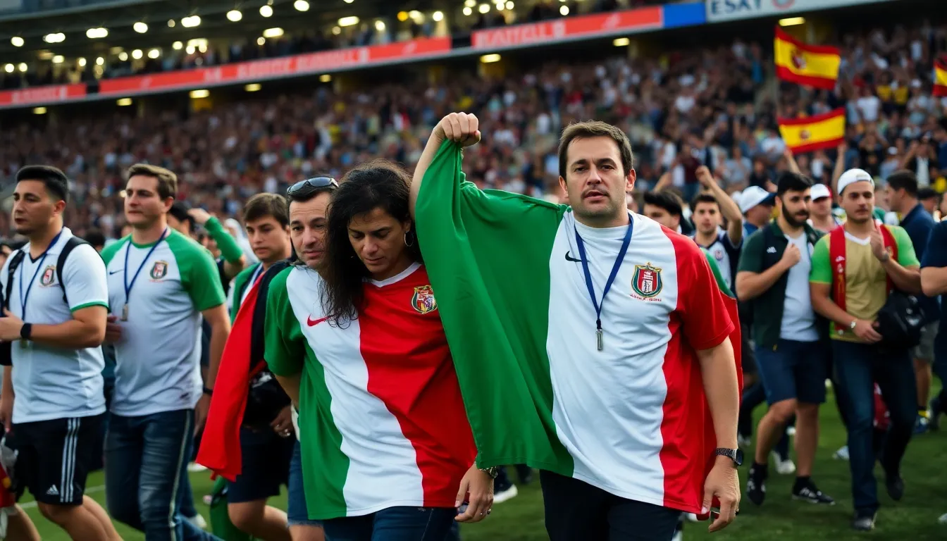 Fans gather outside a stadium in disappointment after Italy's national football team fails to qualify for the World Cup for the third consecutive time.