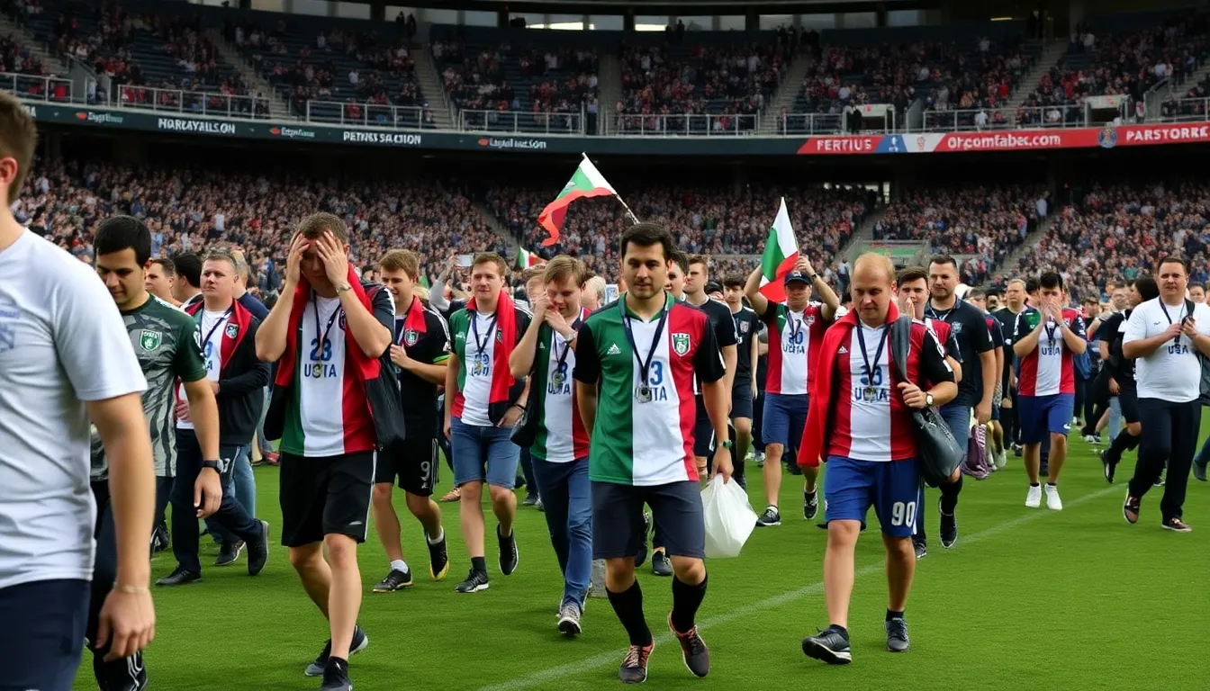 A packed stadium filled with passionate fans, showcasing the vibrant atmosphere of Italian football before the critical playoff match against North Macedonia