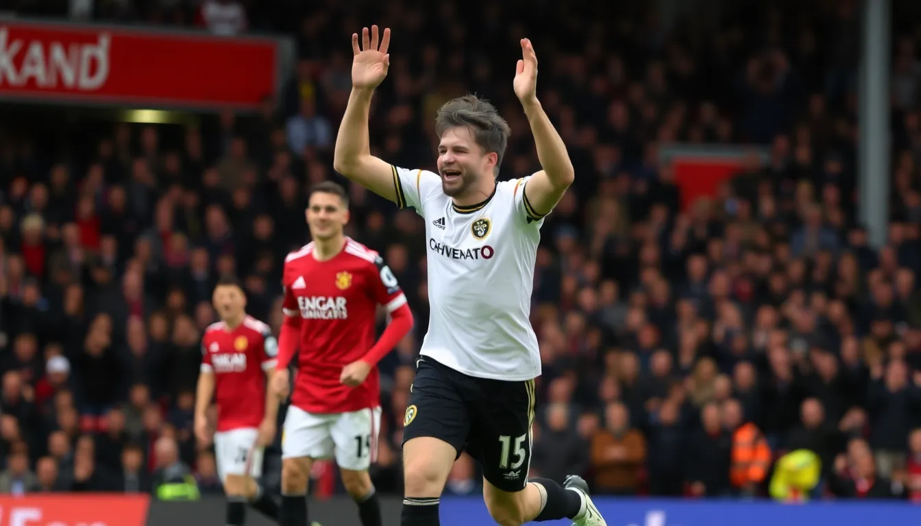 Manchester United's midfielder scores a wellplaced shot in the 75th minute, attempting to spark a comeback against Leeds United