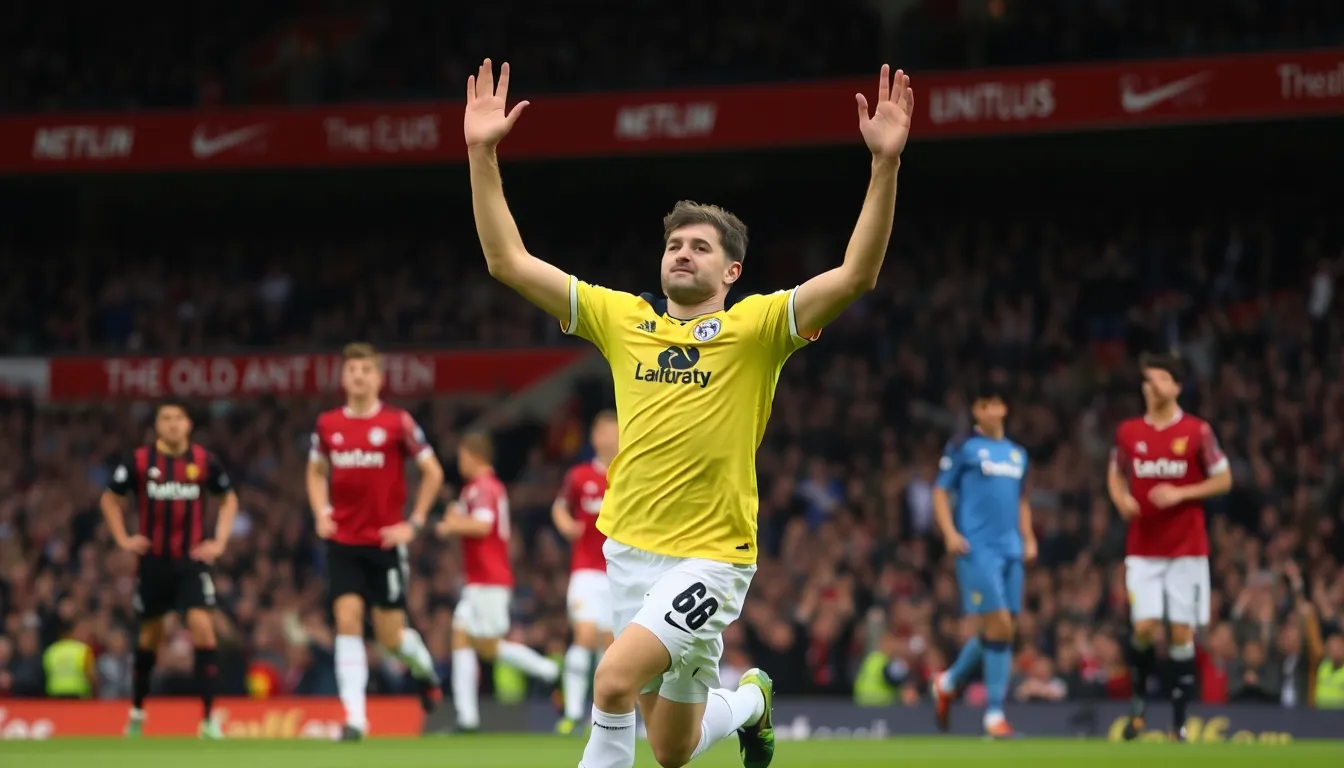 Leeds United's head coach strategizes on the sidelines, focusing on a highpressing game that disrupts Manchester United's rhythm throughout the match