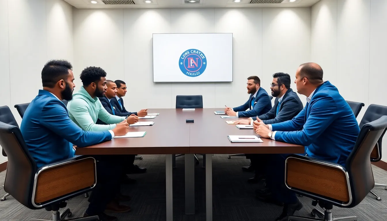 Romelu Lukaku is seen discussing his future with officials from Napoli amid ongoing transfer speculation following a challenging season at Inter Milan.