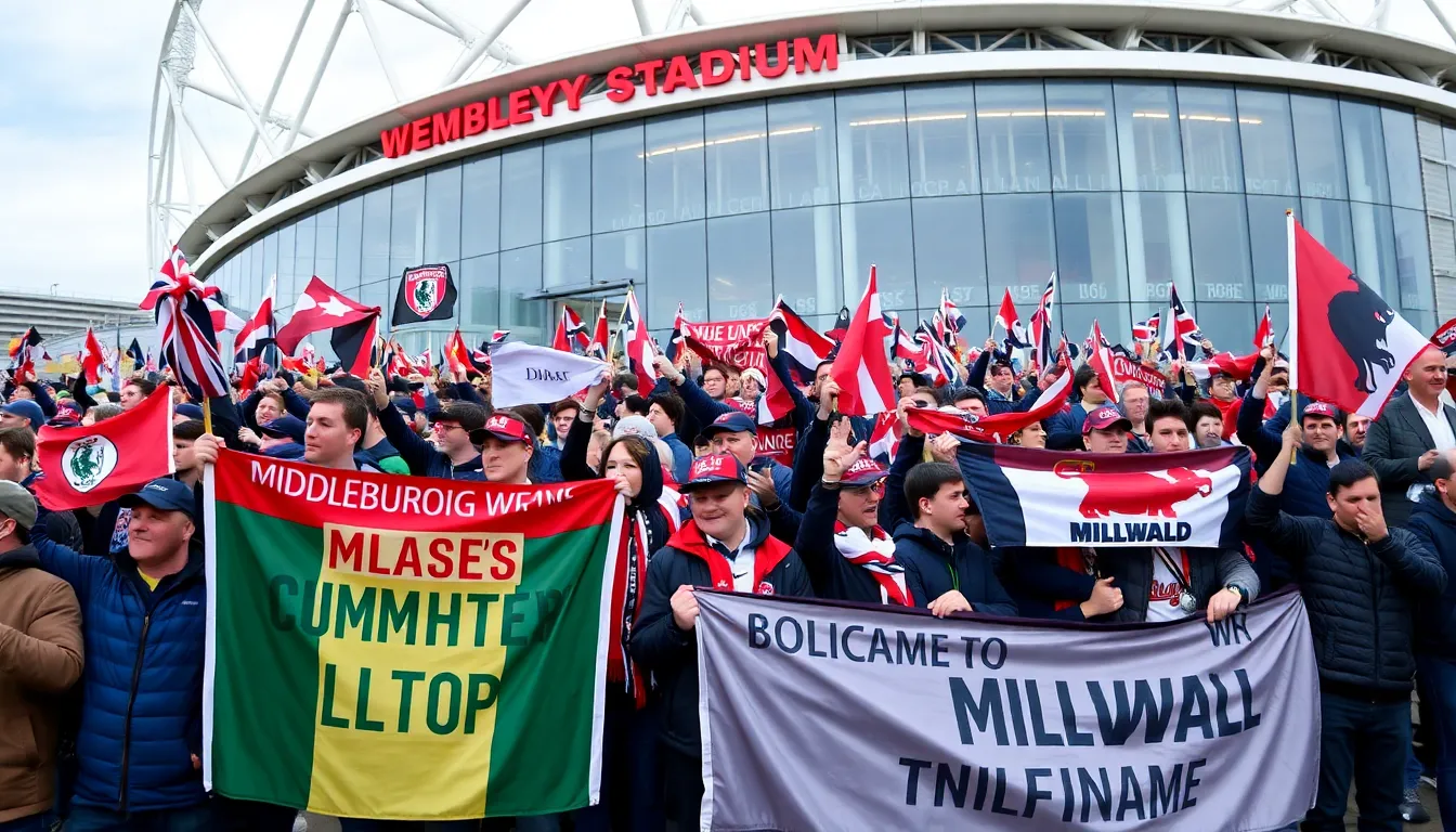 A bustling scene outside the stadium as local businesses prepare for an influx of supporters, emphasizing the economic impact of the match on the community and its establishments