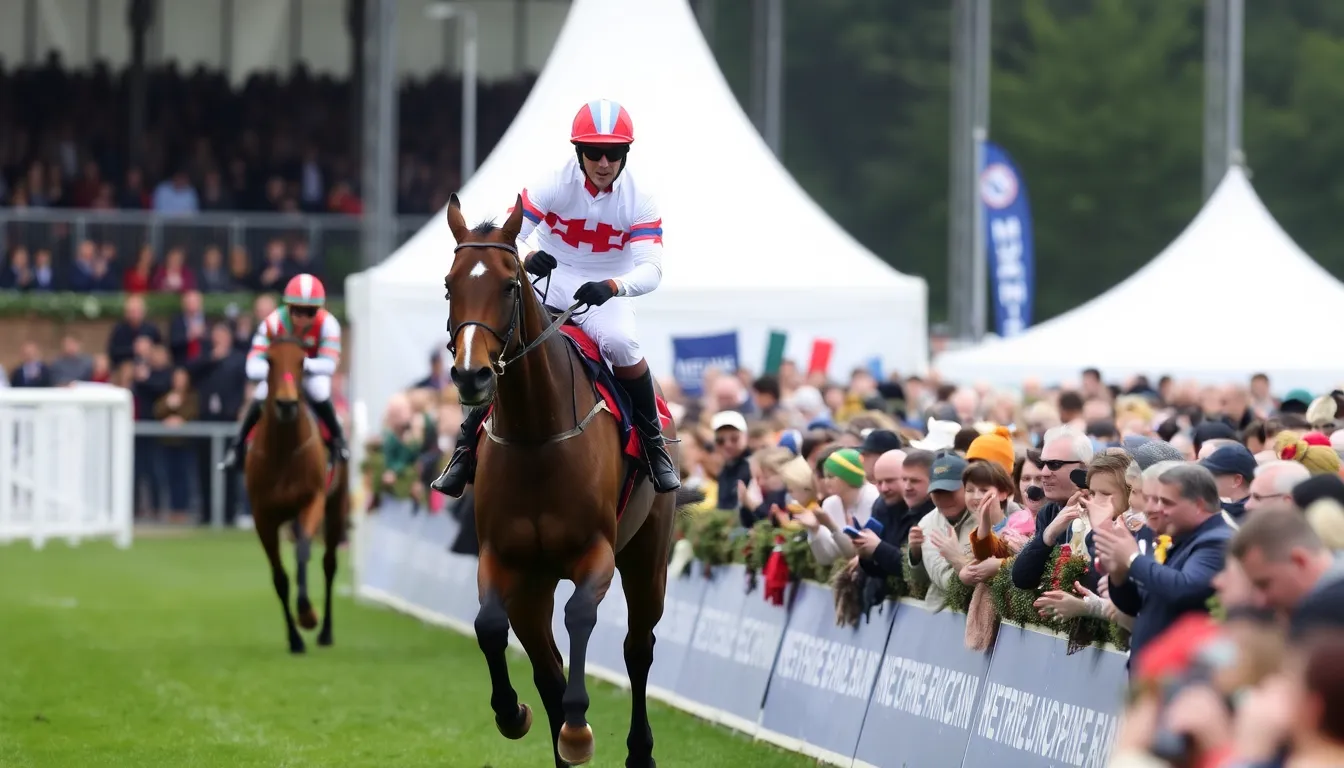 Mondo Man leads the pack in the Sussex Champion Hurdle at Plumpton, showcasing his speed and agility as he navigates the hurdles ahead of his competitors.