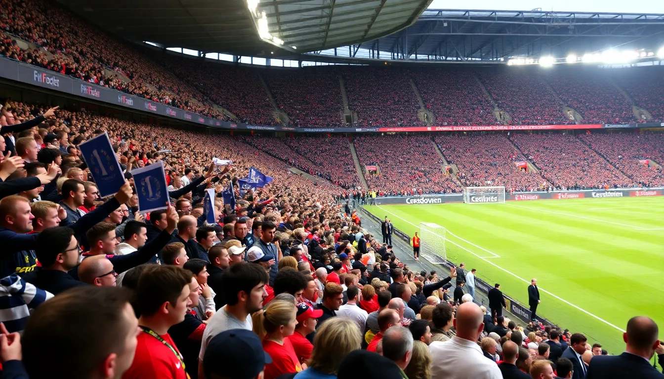 Fans eagerly watching the FA Cup semifinal clash between Manchester United and Brighton & Hove Albion, showcasing the excitement of knockout football