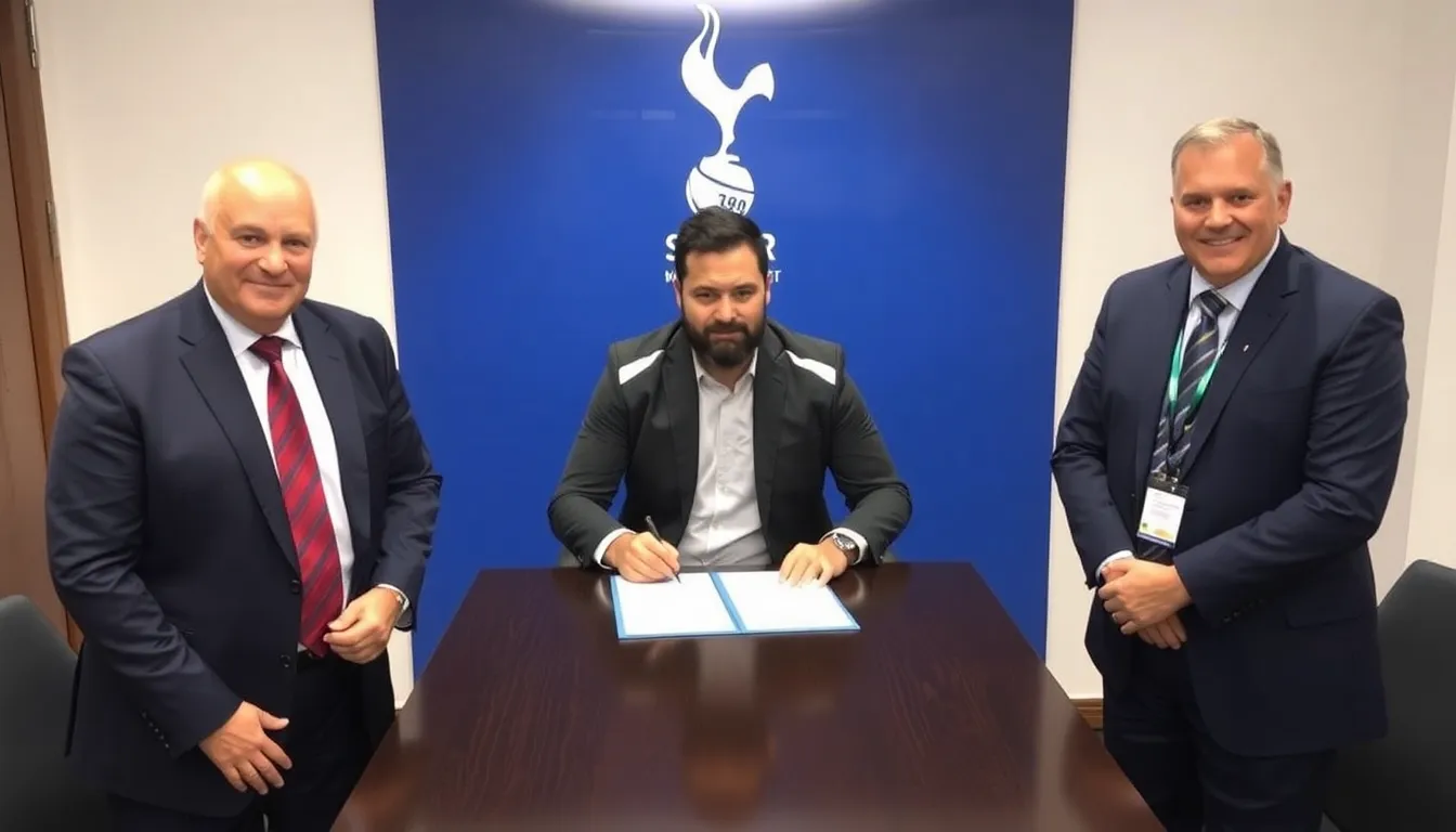 Tottenham Hotspur's stadium filled with eager supporters, symbolizing the anticipation and hope surrounding De Zerbi's appointment and the potential for renewed success