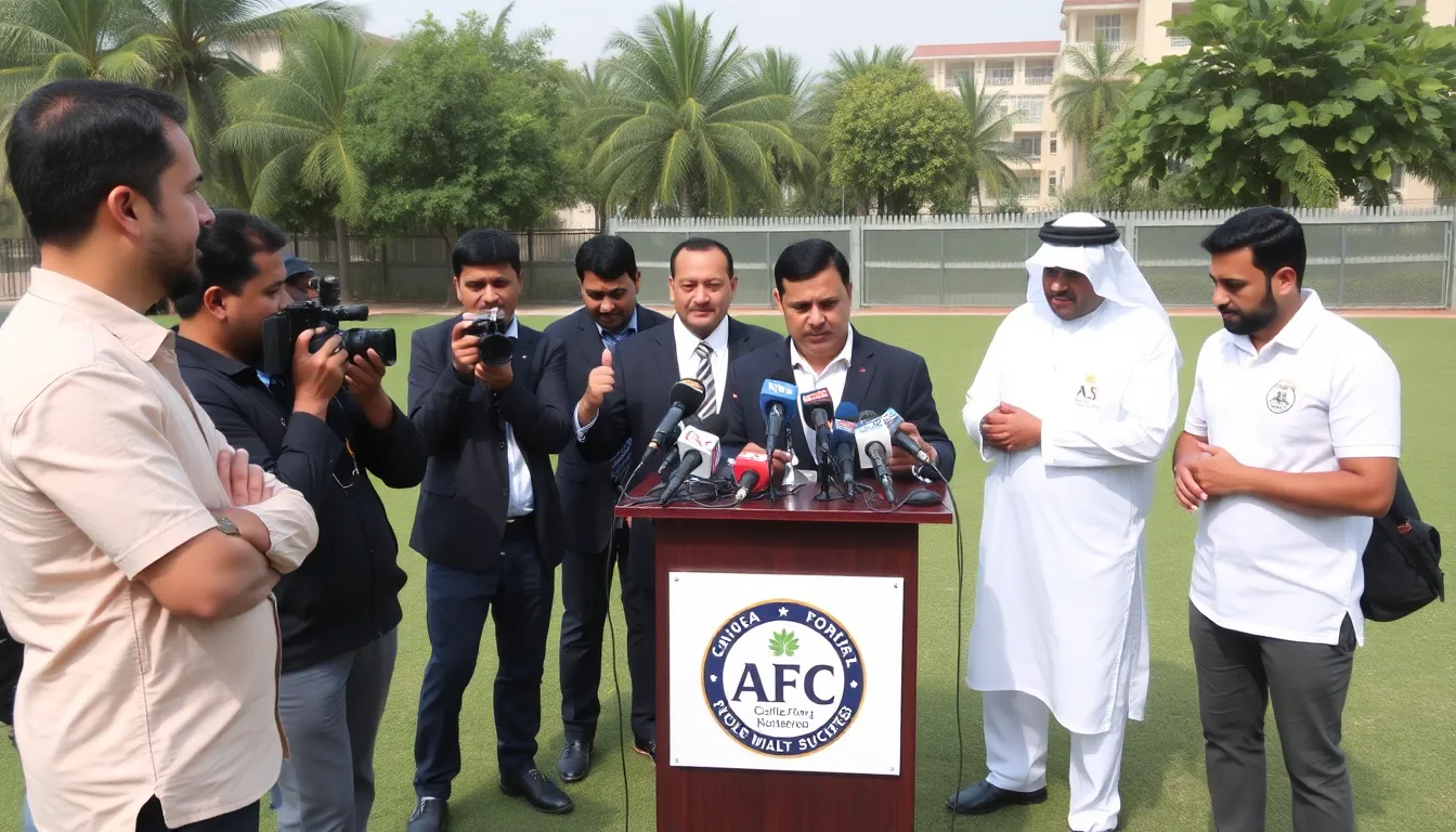 A group of football officials and stakeholders gather around a conference table, discussing the future of Asian football as the AFC reviews its competition structure and calendar proposals.