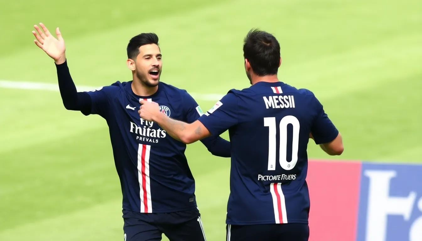 A tense moment during a match between Arsenal and PSG, highlighting the competitive atmosphere as both teams strive for European glory