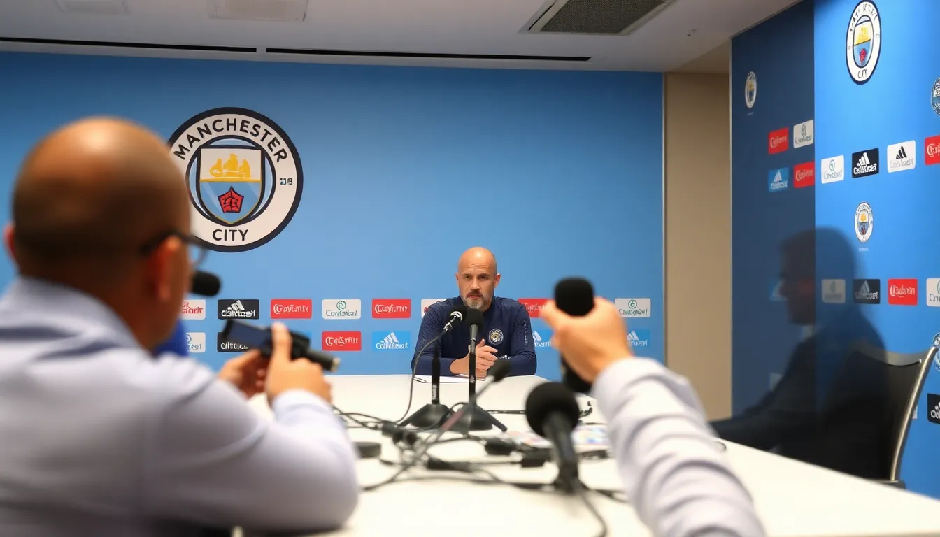 Manchester City fans expressing their emotions in the stands, highlighting the passionate support and concern surrounding Guardiola's future