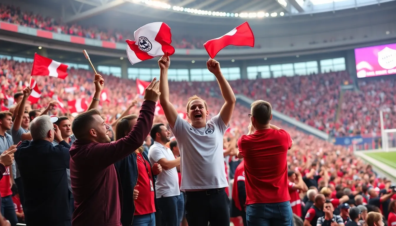 Bayern Munich players celebrate after scoring a goal during a Bundesliga match, highlighting their strong performance this season with Harry Kane's significant contributions.