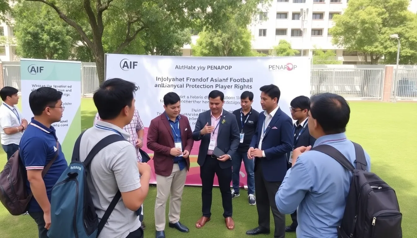 Fenapaf representatives engage in discussions at the launch event of the Athletes' International Federation, highlighting their new role as a special observer with FIFPRO.