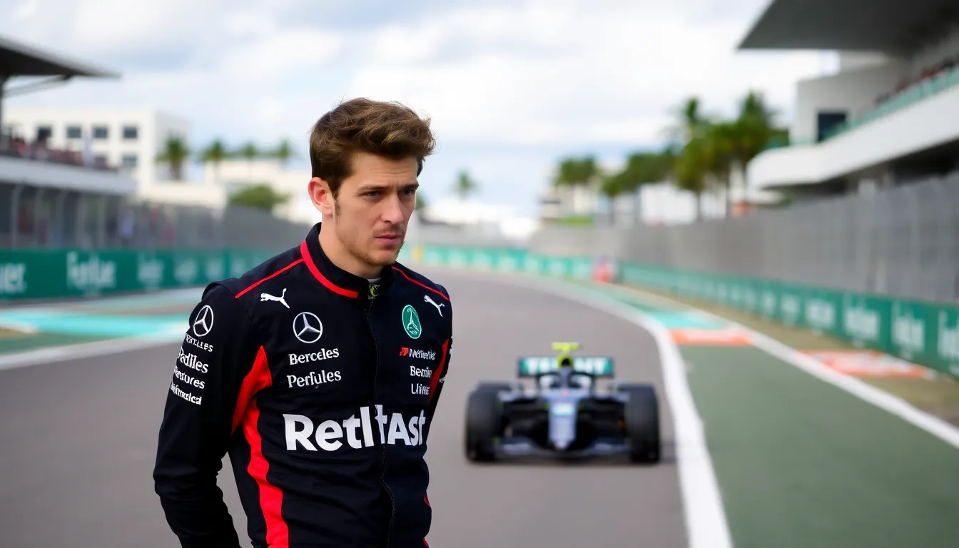 A tense moment in the garage as the Mercedes team discusses strategies to improve their standing in the Constructors' Championship following a disappointing race